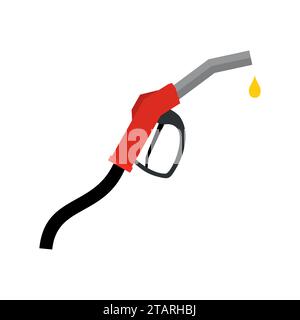 Fuel pump icon isolated on white background. Petrol gas station sign nozzle with drop in flat style. Stock Vector