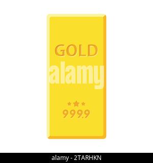 Gold bar isolated on white background. Golden bullion view from above. Vector illustration Stock Vector