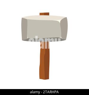Stone hammer isolated on white background. Ancient tool and weapon in flat style. Vector illustration. Stock Vector
