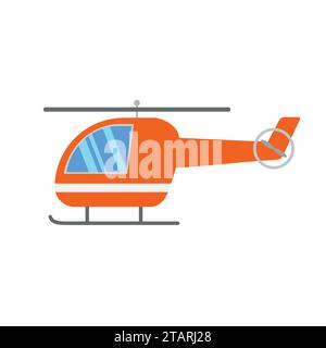 Orange cartoon Helicopter isolated on white background. Vector Illustration. Stock Vector