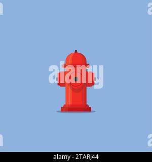 Red hydrant firefighter extinguish the fire icon in flat style isolated on blue background. Vector Illustration Stock Vector