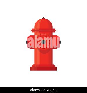 Red hydrant firefighter extinguish the fire icon in flat style isolated on white background. Vector Illustration Stock Vector