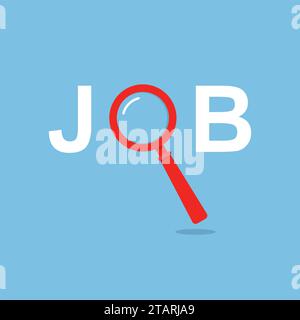 Job Search concept with Magnifying Glass. Vector Illustration Stock Vector