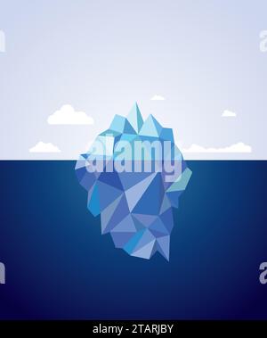 One Blue Iceberg on water. Vector illustration Stock Vector