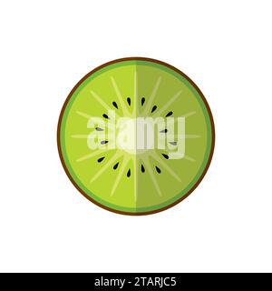 Kiwi fruit vector, slice of kiwi isolated on white background in flat style. Stock Vector