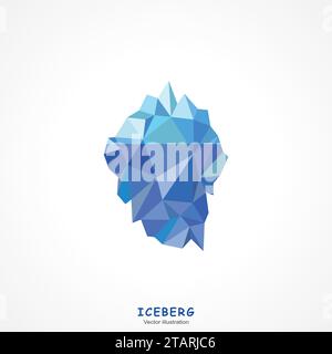 One Blue Iceberg on a white background. Vector illustration Stock Vector