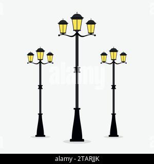 Street Lamp post on gray background. Vector Illustration Stock Vector