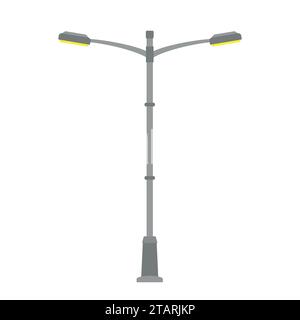Street light isolated on white background. Outdoor Lamp post in flat style. Stock Vector