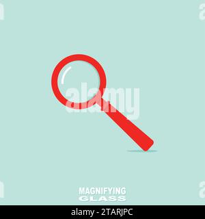 Red Magnifying Glass or Loupe. Vector Illustration. Stock Vector