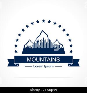 Mountain landscape on blue background. Vector illustration Stock Vector