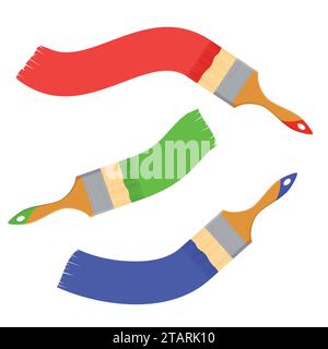 Tools design paint brushes isolated on white background in flat style. Vector illustration Stock Vector