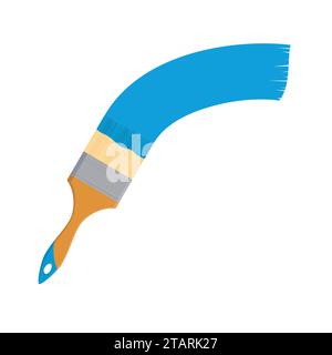Brush paint tool blue isolated on white background in flat style. Vector illustration Stock Vector