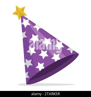 Party hat cone with stars isolated on white background. Accessory, symbol of the holiday. Birthday cap. Vector illustration Stock Vector