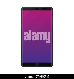 Smartphone, mobile phone with curved display. Modern gadget isolated on white background. Vector illustration Stock Vector