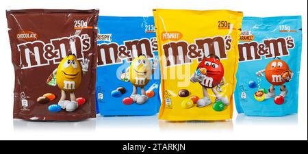 Stuttgart, Germany - May 19, 2023: Various Varieties Of M&M's Chocolate Lentils From The Company Mars Inc. Freisteller Released In Isolation In Stuttg Stock Photo