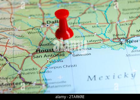 Houston, Texas pin on map Stock Photo