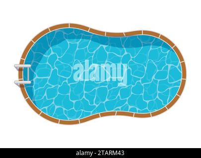 Swimming pool top view set isolated on white background. Blue water leisure pool relaxation holiday travel. Resort swimming vector pool icon luxury Stock Vector