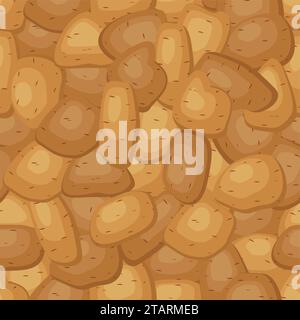 Seamless pattern with fresh ripe potatoes. Background with potatoes different shapes with brown pointed skin. Vector illustration Stock Vector