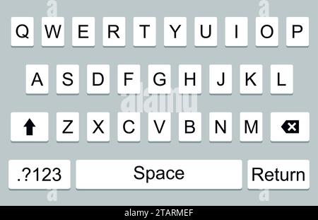 Keyboard of smartphone alphabet buttons. Qwerty Vector illustration. Stock Vector