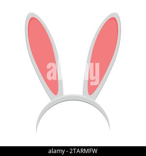 Easter bunny ears mask isolated on white background. Rabbit ear spring hat in flat style. Headdress, costume isolated element for the celebration of E Stock Vector