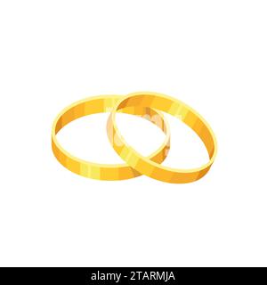 Precious gold rings isolated on white background. Vector wedding rings icon flat design. Wedding jewelry. Stock Vector