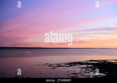 purple sky sunset over the Annapolis basin Stock Photo