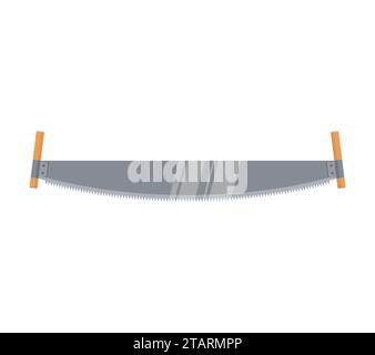 Two man saw with wooden handle isolated on white background. Professional instrument, working tool. Vector illustration. Stock Vector