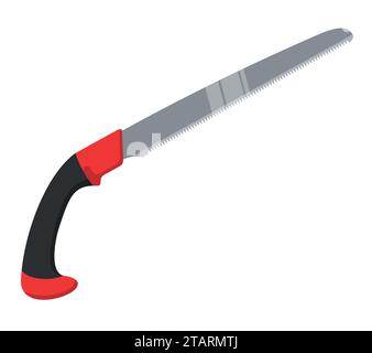 Garden hacksaw saw isolated on a white background. Pruning Saw gardener sawing branch. Vector illustration Stock Vector