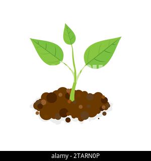 Green Sprout in the ground. Vector Illustration. Stock Vector