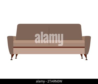 Retro sofa isolated on white background. Furniture for an interior, living room. Stock Vector