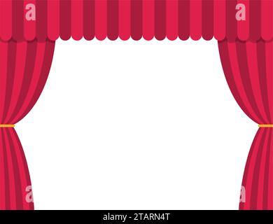 Stage curtains isolated on white background in flat style. Theater vector illustration Stock Vector