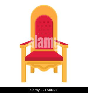 Red royal throne. King throne or armchair icon in flat style isolated on white background. Vector illustration Stock Vector