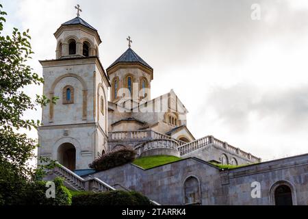 travel to Georgia - bottom view of Holy Trinity Church on Sameba hill in Batumi city on cloudy autumn day Stock Photo