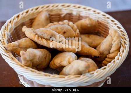 Argentina, Buenos Aires. Traditional savory meat empanadas. Stock Photo