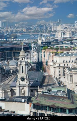 An unusual shot of the River Thames with the West End and St Paul's Cathedral in the distance Stock Photo