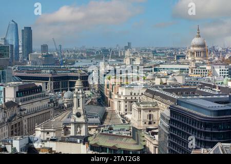 An unusual shot of the River Thames with the West End and St Paul's Cathedral in the distance Stock Photo