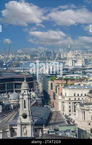 An unusual shot of the River Thames with the West End and St Paul's Cathedral in the distance Stock Photo