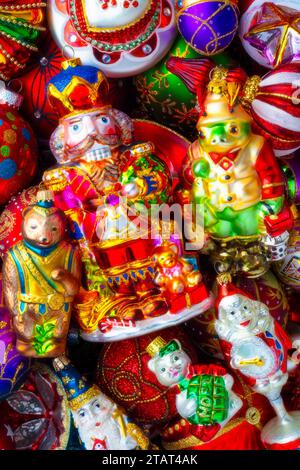 Nutcracker And Frog With Bear And Cat Ornaments Still Life Stock Photo