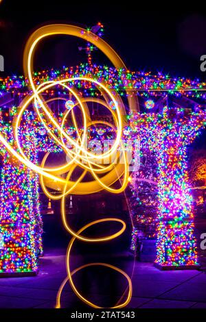 Gazebo Light Painting At Night Long Exposure Stock Photo