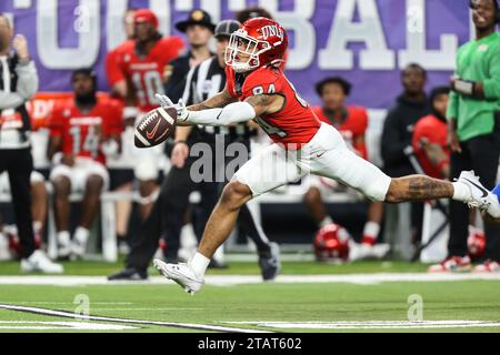 December 02, 2023: UNLV Rebels wide receiver Corey Thompson Jr. (84) barely misses catching the football during the second half of the Mountain West Football Championship game featuring the Boise State Broncos and the UNLV Rebels at Allegiant Stadium in Las Vegas, NV. Christopher Trim/CSM. (Credit Image: © Christopher Trim/Cal Sport Media) Stock Photo