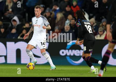 Swansea, UK. 02nd Dec, 2023. Josh Tymon of Swansea City (14) in action. EFL Skybet championship match, Swansea city v Huddersfield Town at the Swansea.com Stadium in Swansea, Wales on Saturday 2nd December 2023. this image may only be used for Editorial purposes. Editorial use only, pic by Andrew Orchard/Andrew Orchard sports photography/Alamy Live news Credit: Andrew Orchard sports photography/Alamy Live News Stock Photo