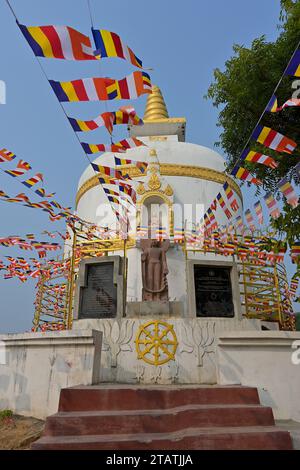View of the Gayasisa Stupa, Brahmayoni Hill, dedicated to mark the place where the historical Buddha preached the Fire Sermon, Bihar Stock Photo