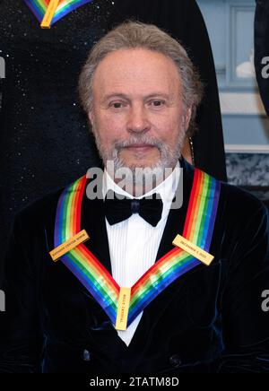 Washington, United States Of America. 02nd Dec, 2023. 2023 Kennedy Center Honoree, actor and comedian Billy Crystal poses for a group photo following the Medallion Ceremony of the 46th Annual Kennedy Center Honors at the Department of State in Washington, DC on Saturday, December 2, 2023. The other 2023 honorees are: acclaimed soprano Renee Fleming; British singer-songwriter producer, and member of the Bee Gees, Barry Gibb; rapper, singer, and actress Queen Latifah; and singer Dionne Warwick.Credit: Ron Sachs/Pool/Sipa USA Credit: Sipa USA/Alamy Live News Stock Photo