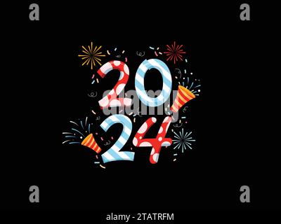 New Year 2024 in Flat Design Stock Vector