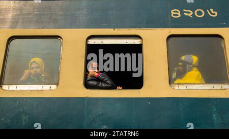 Bishwa Ijtema Journey by the Train, This image was captured on February 19, 2019, from Tonggi, Bangladesh Stock Photo