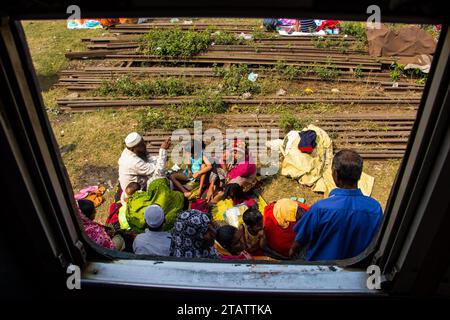 Bishwa Ijtema Journey by the Train, This image was captured on February 19, 2019, from Tonggi, Bangladesh Stock Photo