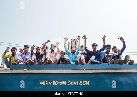 Bishwa Ijtema Journey by the Train, This image was captured on February 19, 2019, from Tonggi, Bangladesh Stock Photo