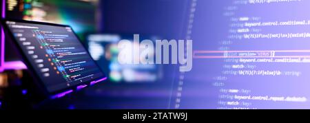 Abstract screen of web developer . Data network hardware Stock Photo
