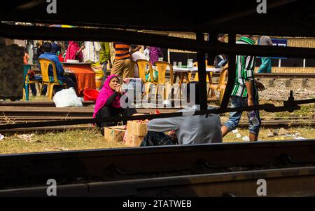 Bishwa Ijtema Journey by the Train, This image was captured on February 19, 2019, from Tonggi, Bangladesh Stock Photo