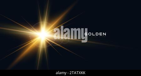 Golden Transparent Lens Flare Effect. Golden Sunlight Effect Stock Vector